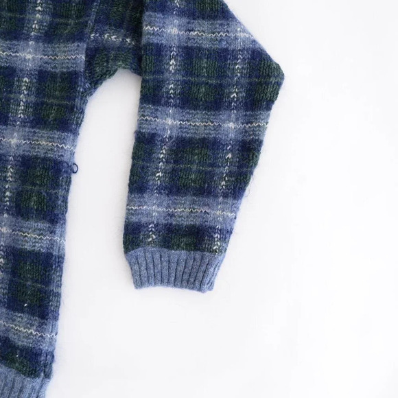 Vintage Northern Reflections Navy &  Blue Checker 48% Wool Crewneck Sweater XL - Picture 5 of 14